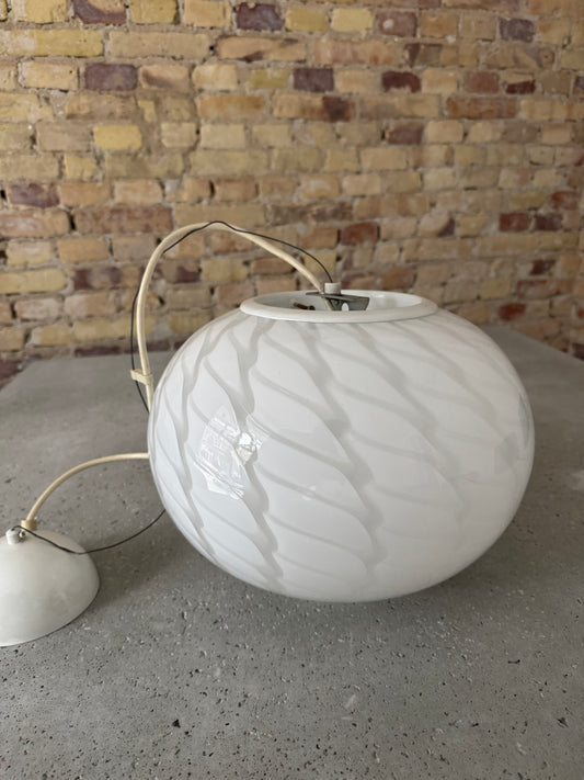 Vintage peacock Murano pendel m. indgravering, 30 cm