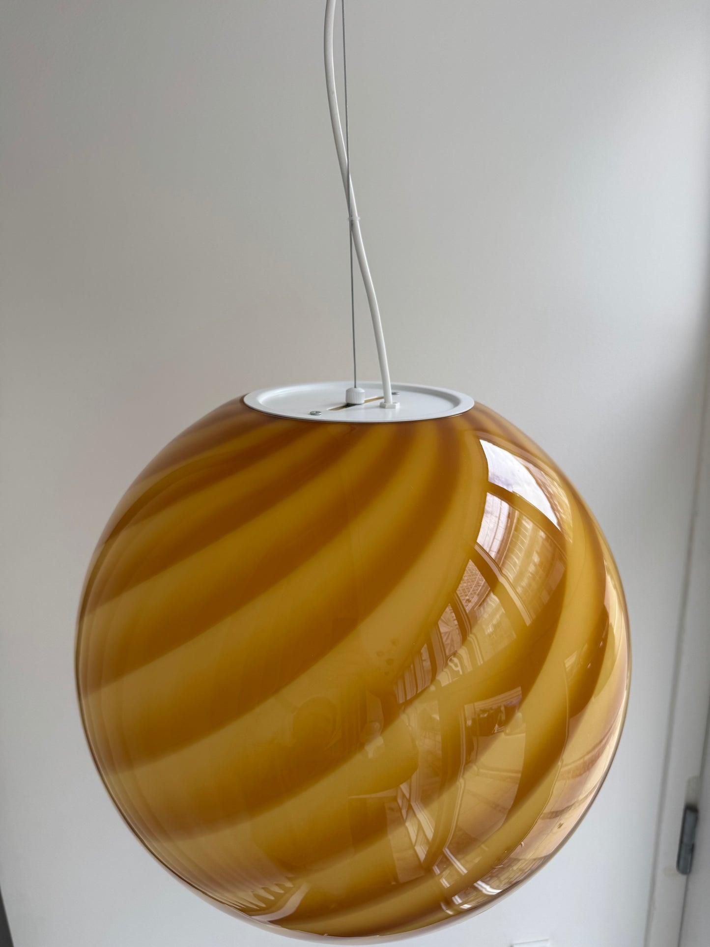 Rav/mørkegul Murano swirl pendel, 40 cm