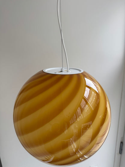 Rav/mørkegul Murano swirl pendel, 40 cm