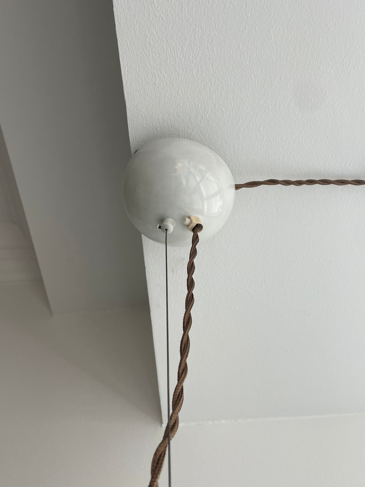 Stor Murano pendel med blå swirl, 40 cm