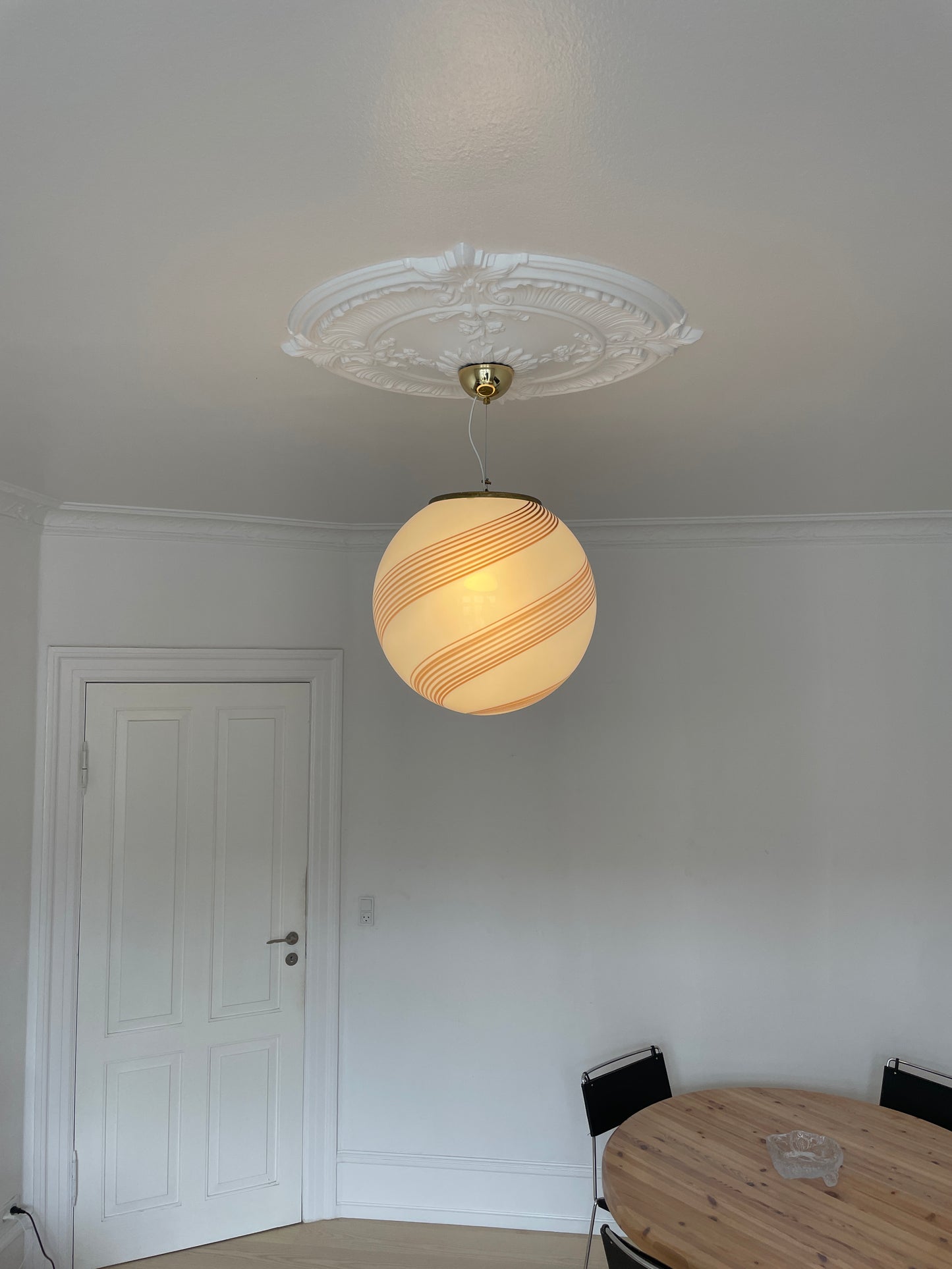 Vintage Murano pendel med brun swirl, 40 cm