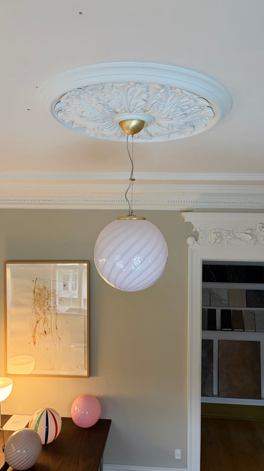Lyserød candy Murano pendel, 30 cm