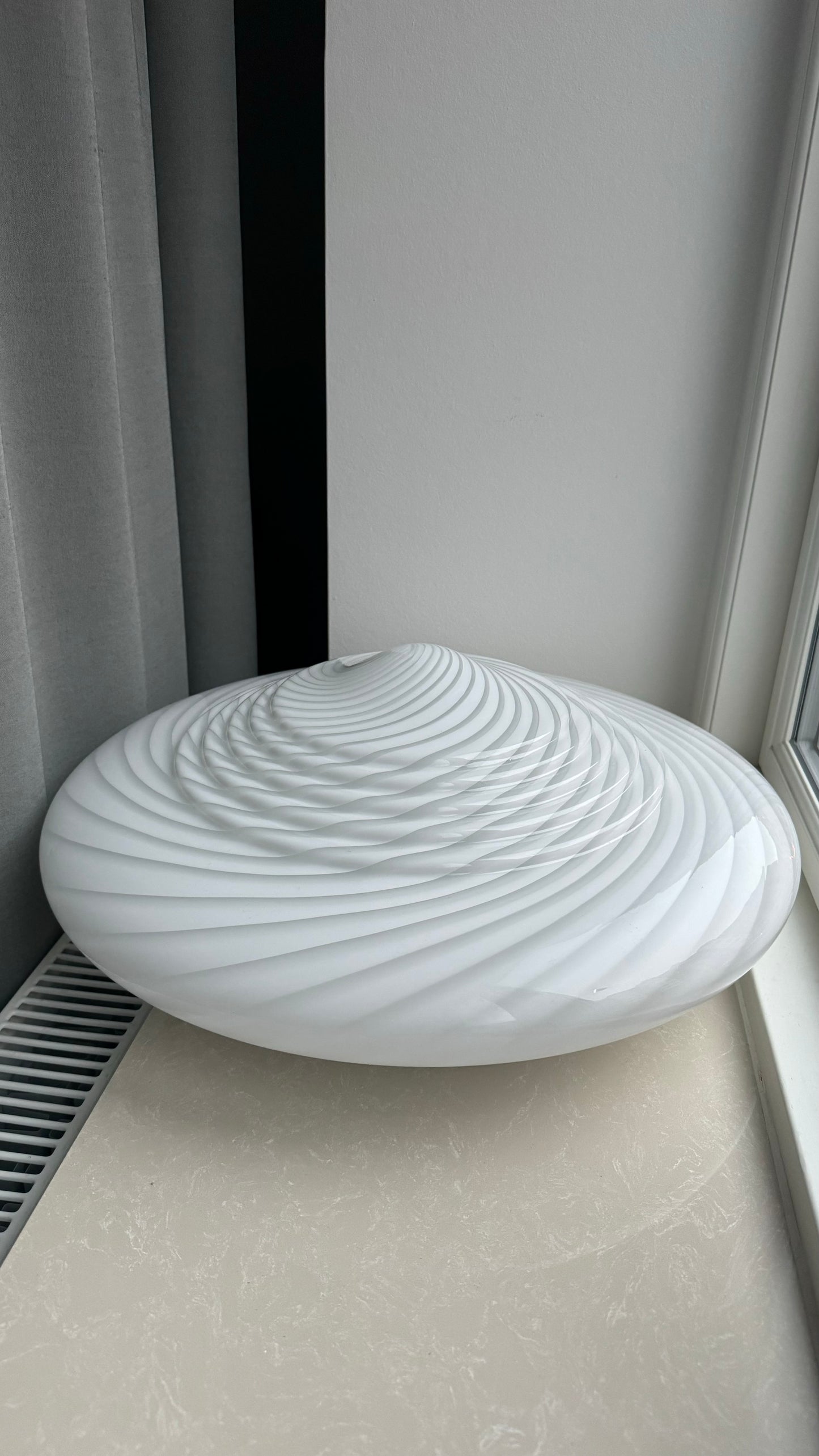 Murano plafond i hvid sjælden swirl, 53 cm