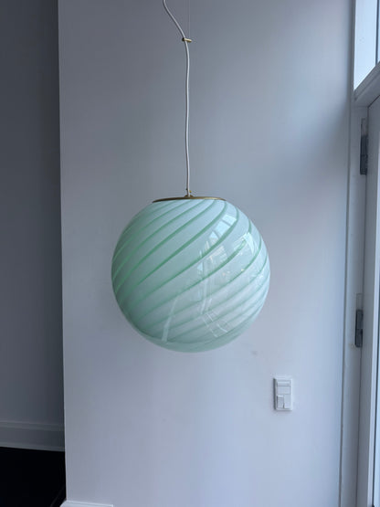 Large ceiling lamp with green swirl, 40 cm
