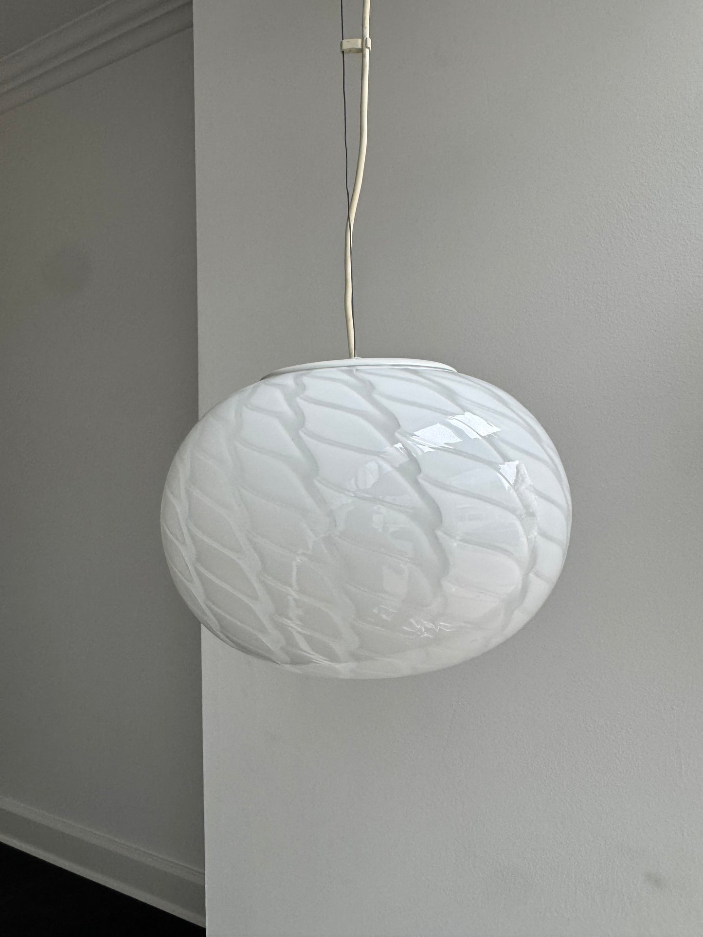 Vintage peacock Murano pendel m. indgravering, 30 cm