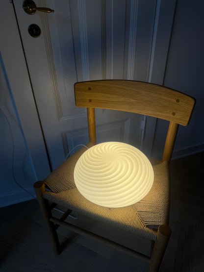 Smuk Vintage Murano plafond med hvid klassisk swirl, 30 cm