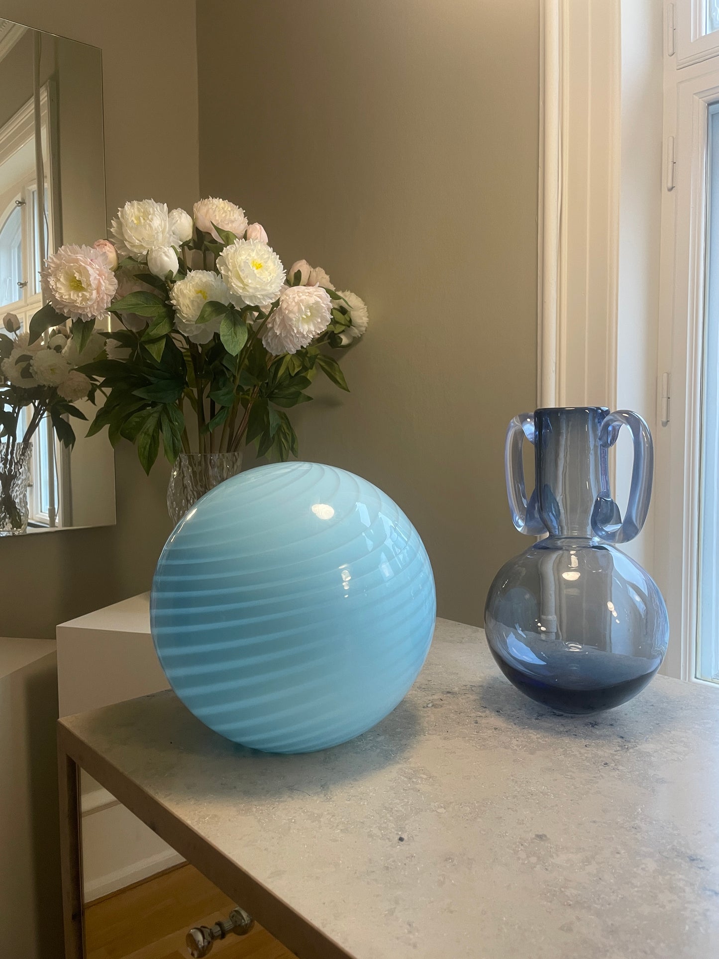 Blå Murano loftlampe, 30 cm