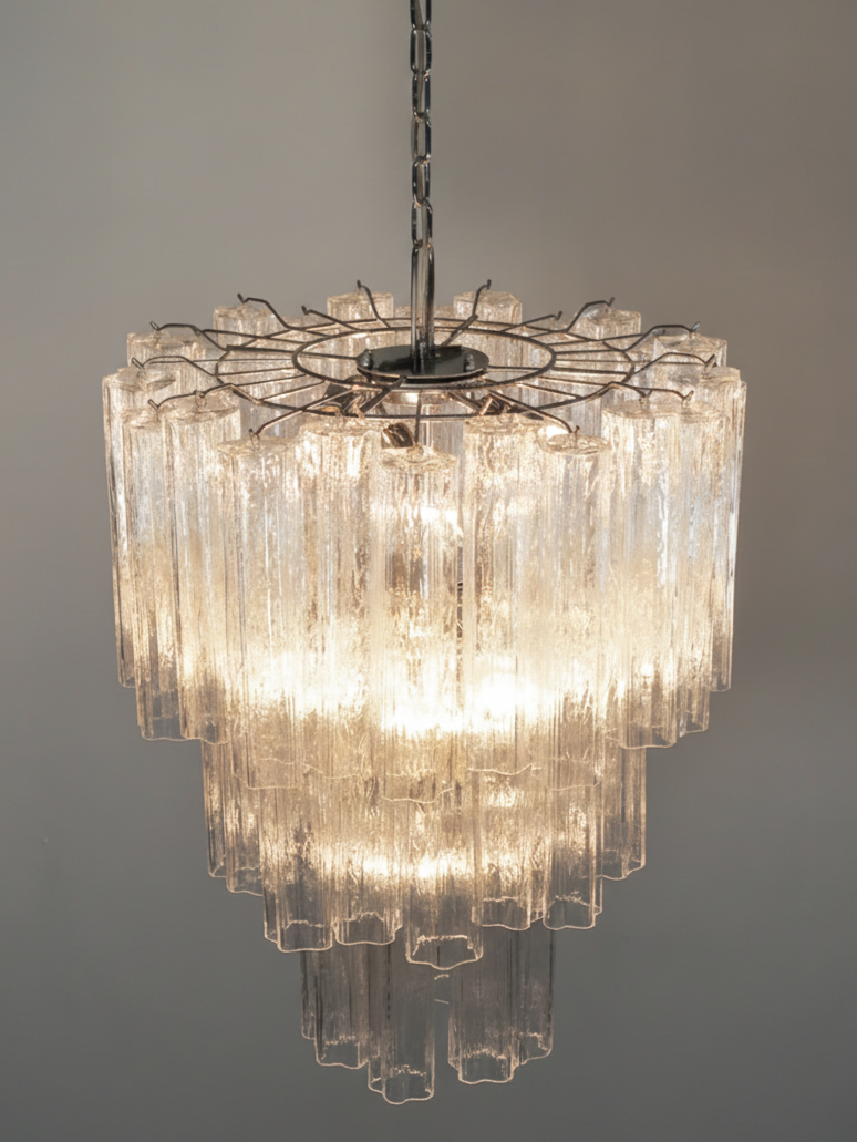 Murano lysekrone | Tuber | 48 glas | Klart glas