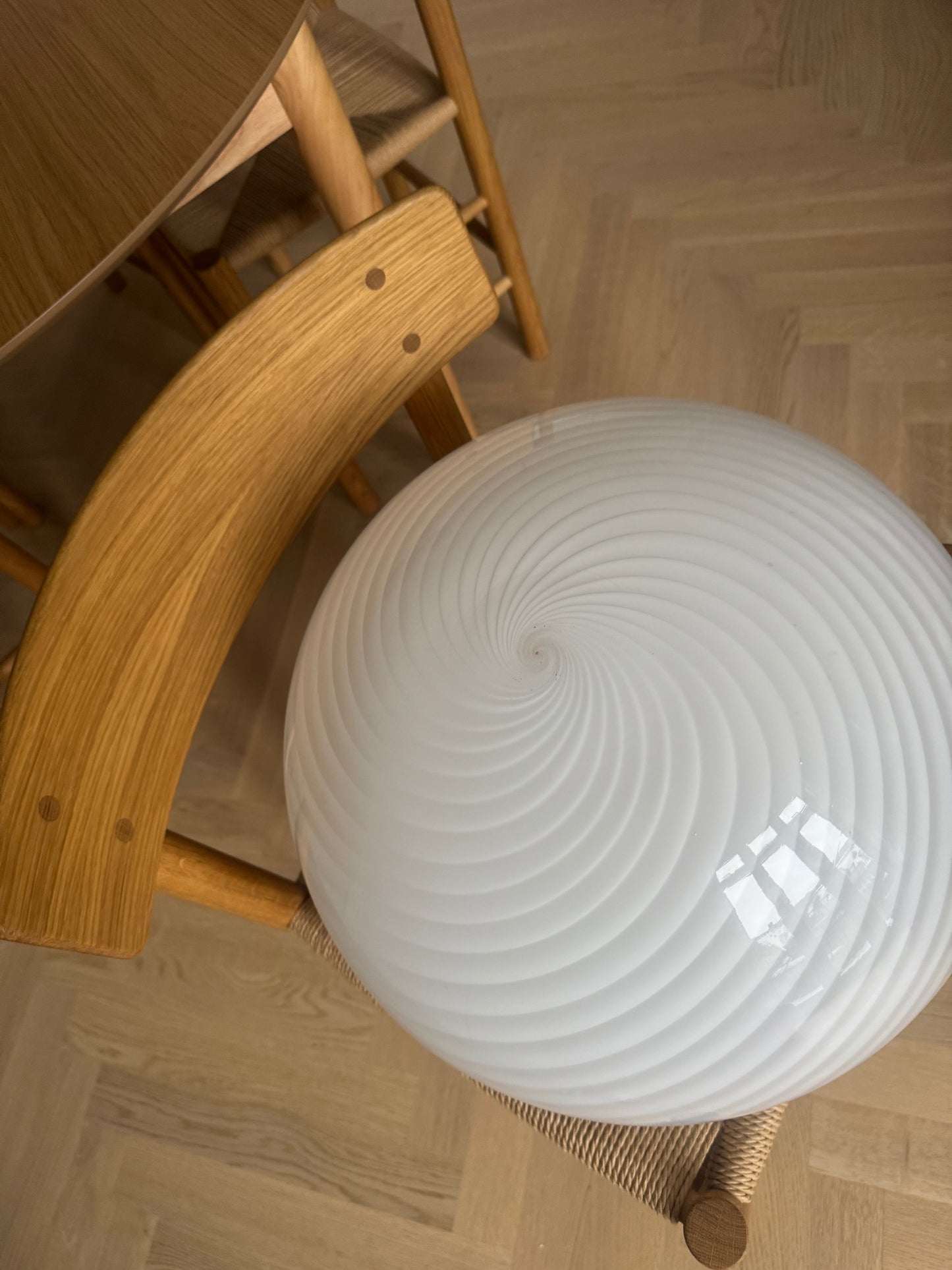 Stor, hvid vintage Murano pendel, 42 cm