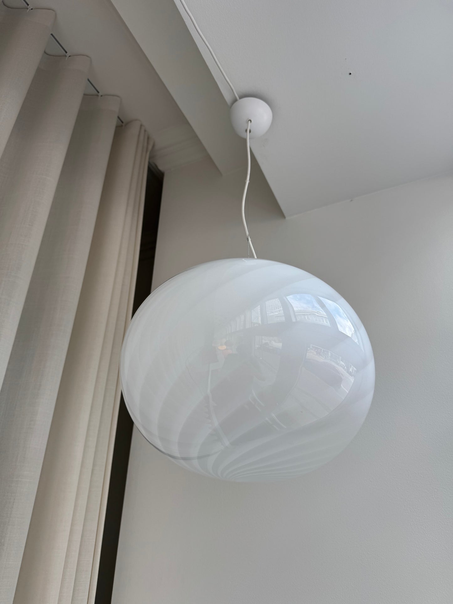 Klassisk hvid Murano pendel, 40 cm