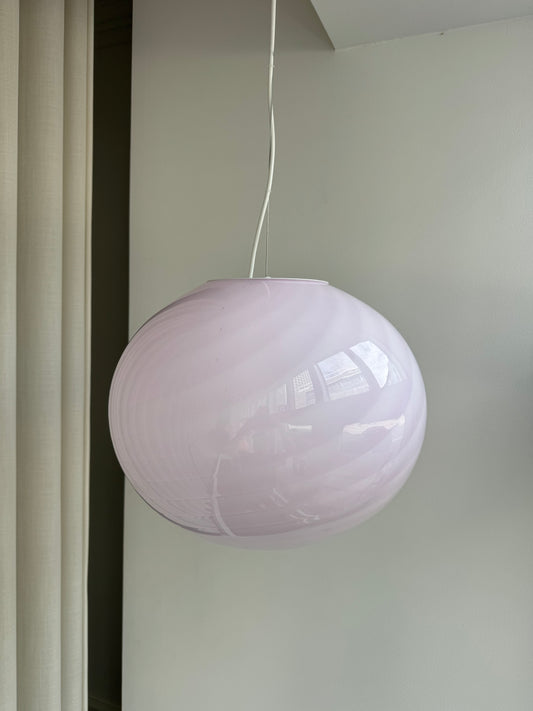 Oval lyserød candy Murano pendel, 40 cm
