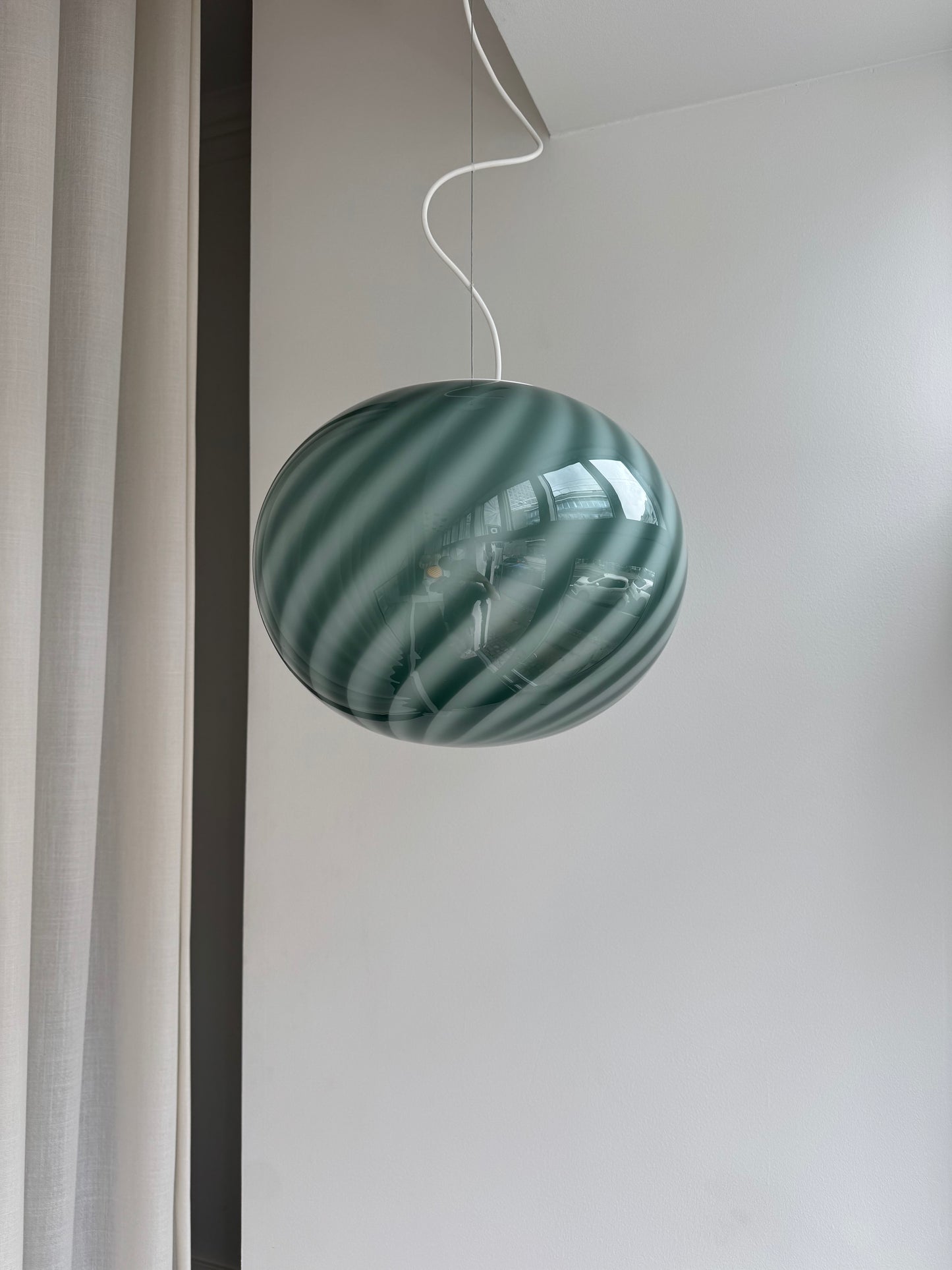 Mørkegrøn oval Murano pendel, 40 cm