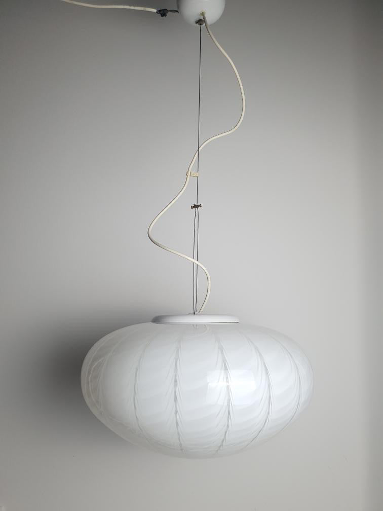 Hvid vintage Murano peacock pendel, 42 cm