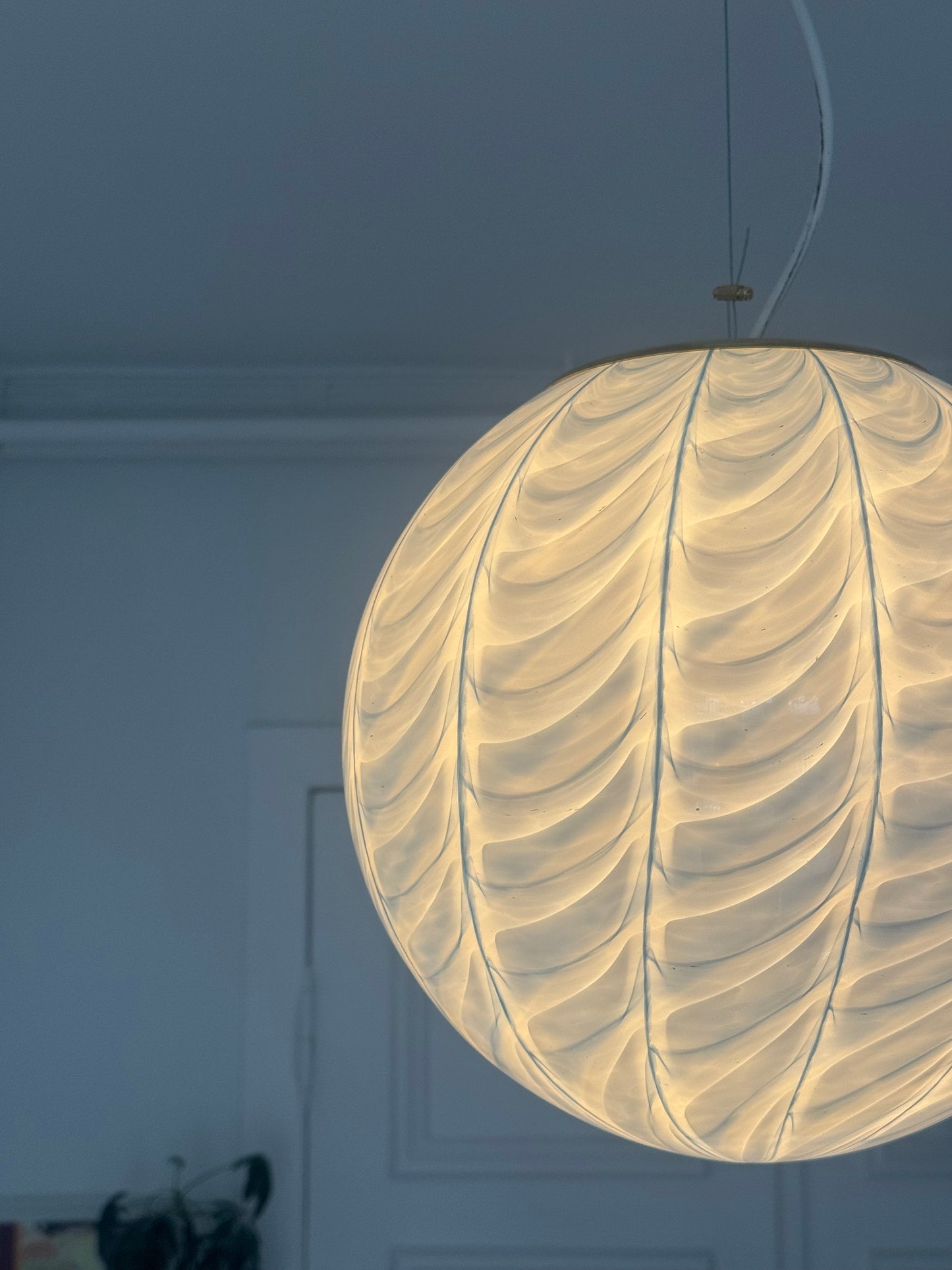 Kæmpe lyseblå Murano peacock pendel, 40 cm (på forespørgsel)