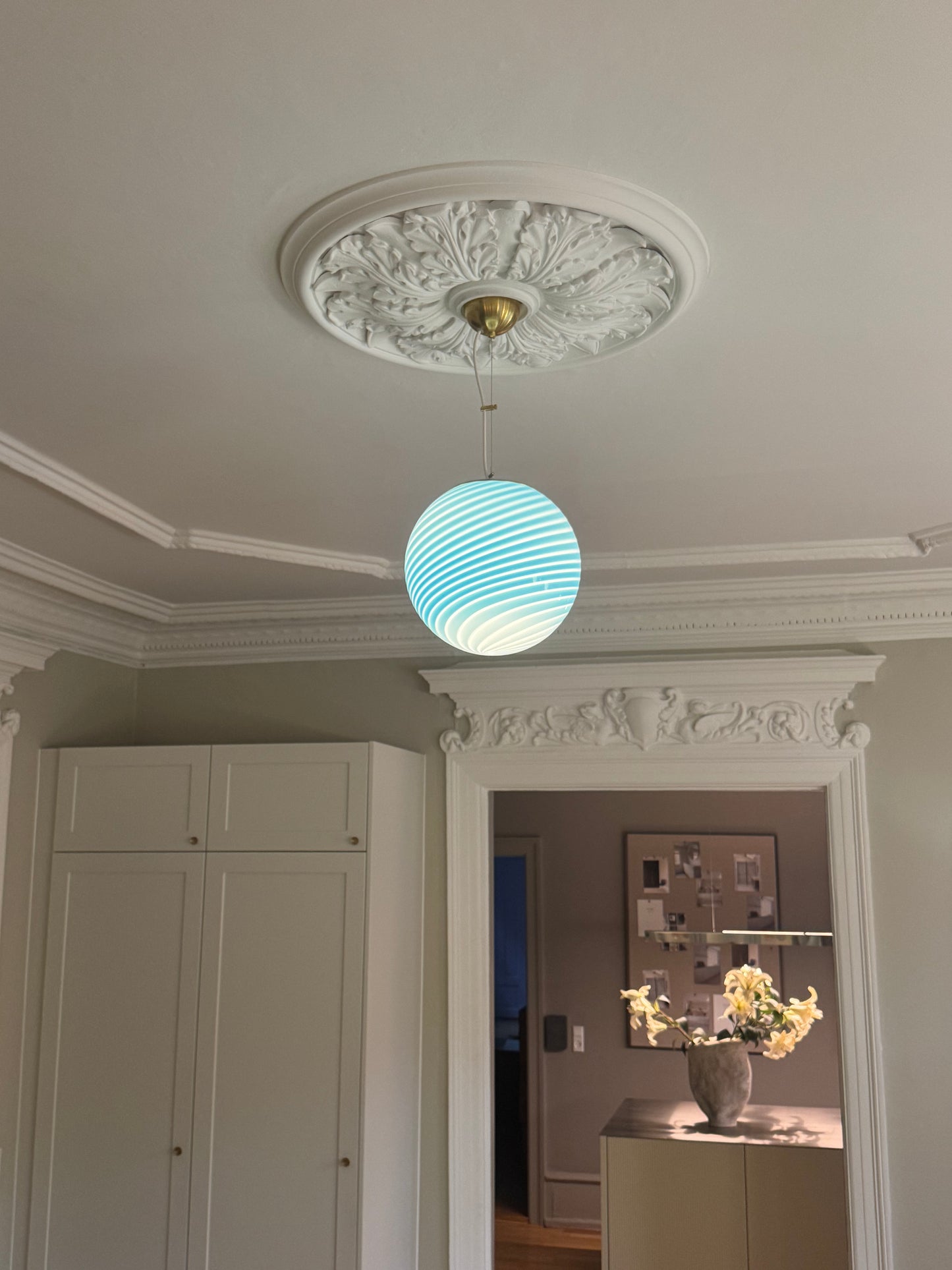 Blå Murano loftlampe, 30 cm