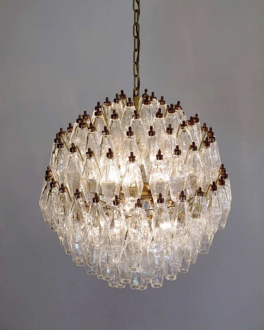 Murano lysekrone | Poliedri | 140 glas | Klar