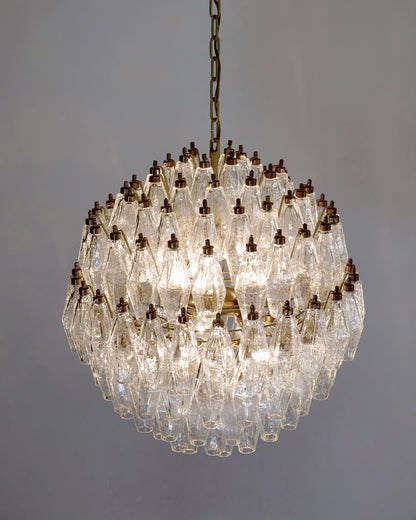 Murano lysekrone | Poliedri | 140 glas | Klar