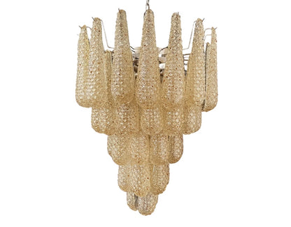 Murano lysekrone | Dråber | 52 glas | Rav/gul