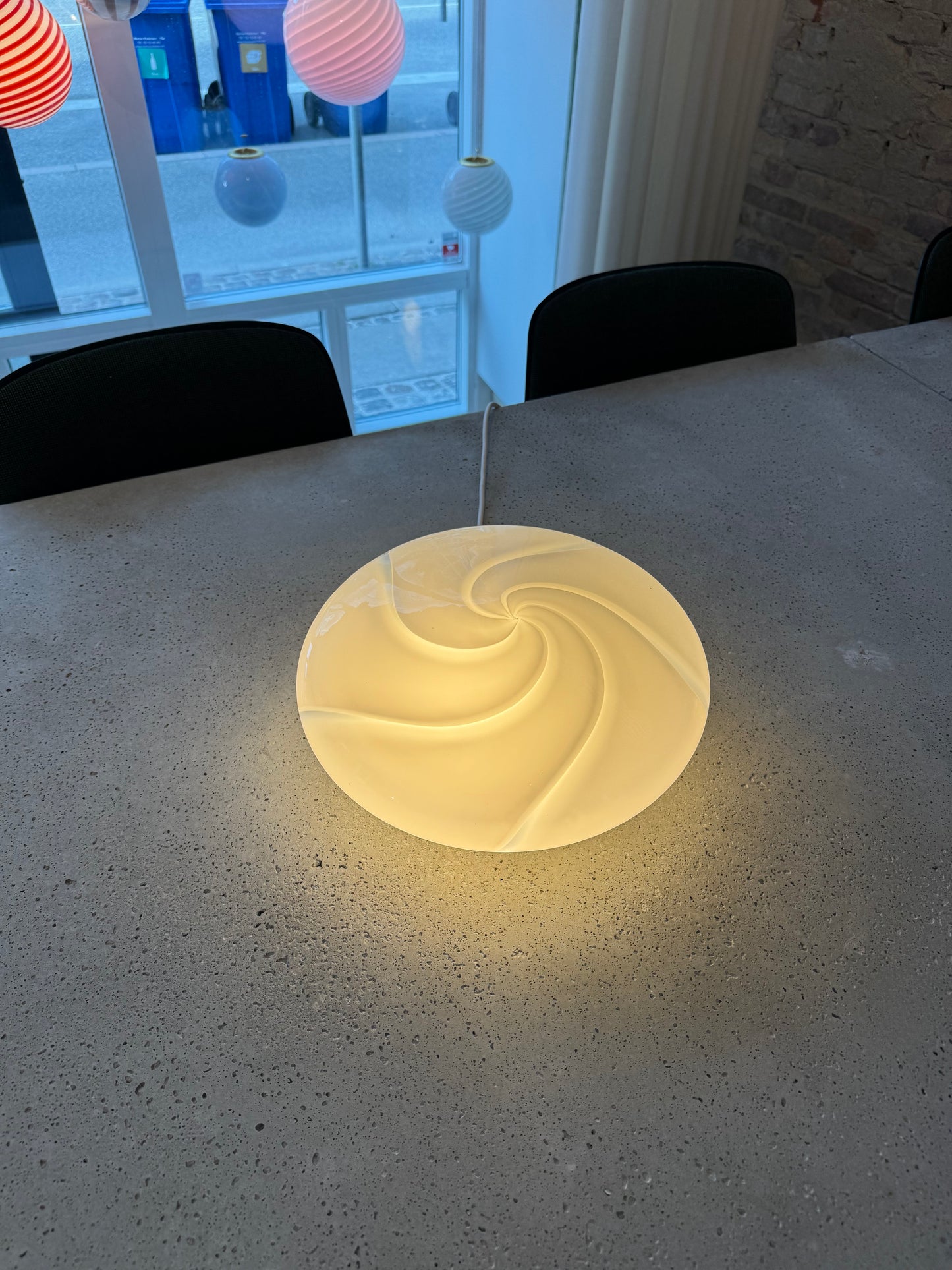 Hvid vintage Murano plafond lampe, 30 cm