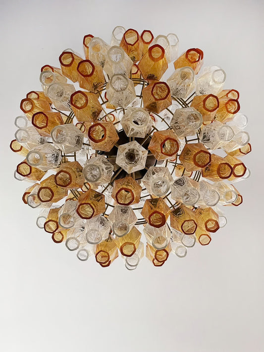 Murano lysekrone | Poliedri | 140 glas | Klar/rav