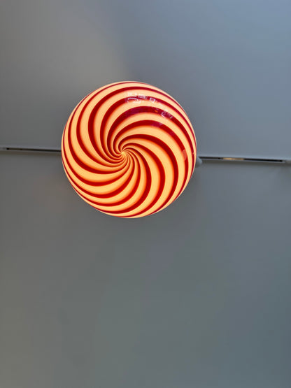 Cherry swirl candy Murano pendant lamp, 30 cm