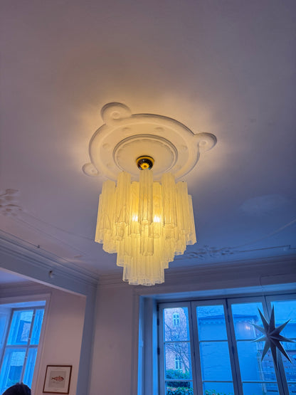 Murano lysekrone | Tuber | 36 glas | Hvid alabaster