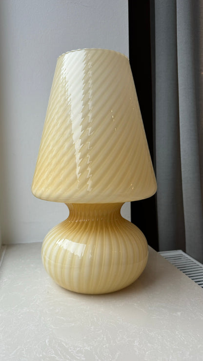 Vintage Murano mushroom in yellow swirl, 40 cm