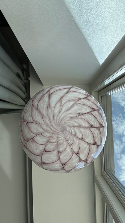 Pink Murano pendant, peacock swirl, 30 cm