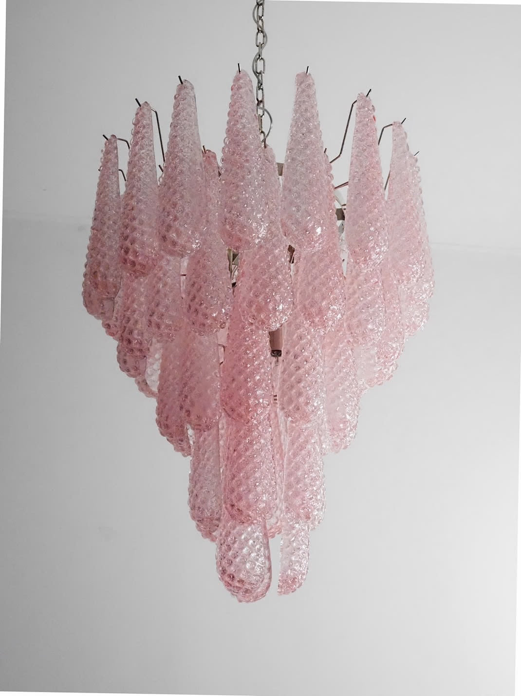 Murano lysekrone | Dråber | 52 glas | Lyserød