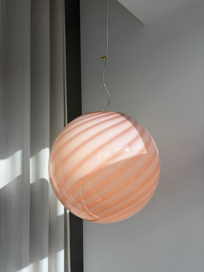 Pink Murano swirl pendant light, 40 cm