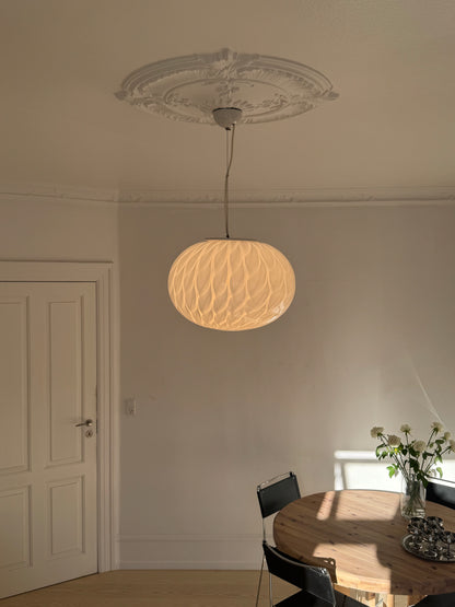 Huge, white peacock Murano pendant with original sticker, 45 cm