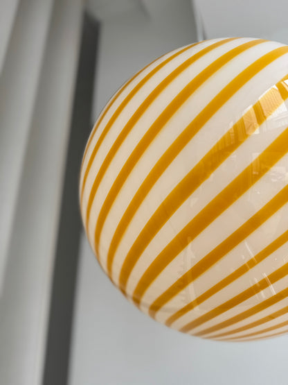 Stor Murano candy pendel i gul swirl, 40 cm