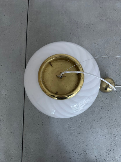 Oval white vintage Murano pendant lamp, 38 cm