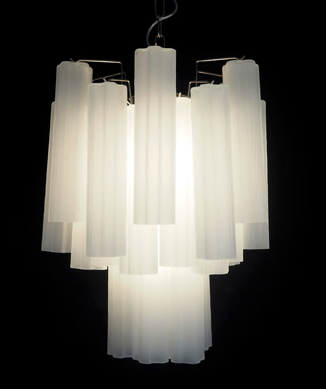 Murano lysekrone | Tuber | 30 glas | Hvid mat
