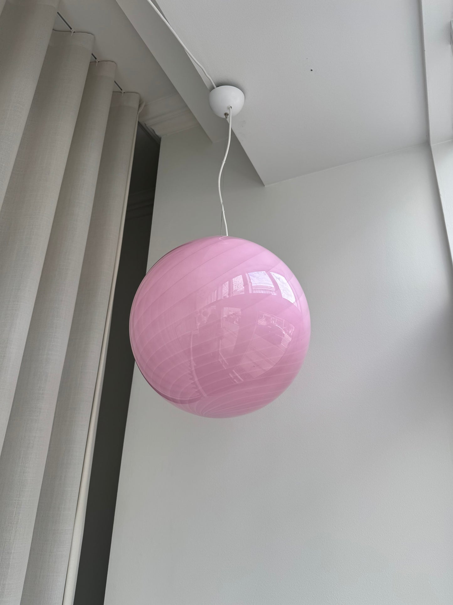 Lyserød Murano candy pendel, 40 cm