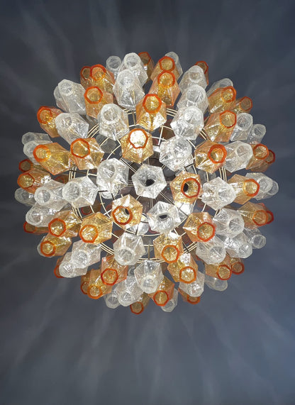 Murano lysekrone | Poliedri | 140 glas | Klar/rav