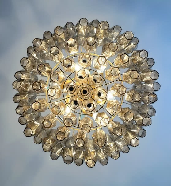 Murano chandelier | Poliedri | 107 glass | Smoked