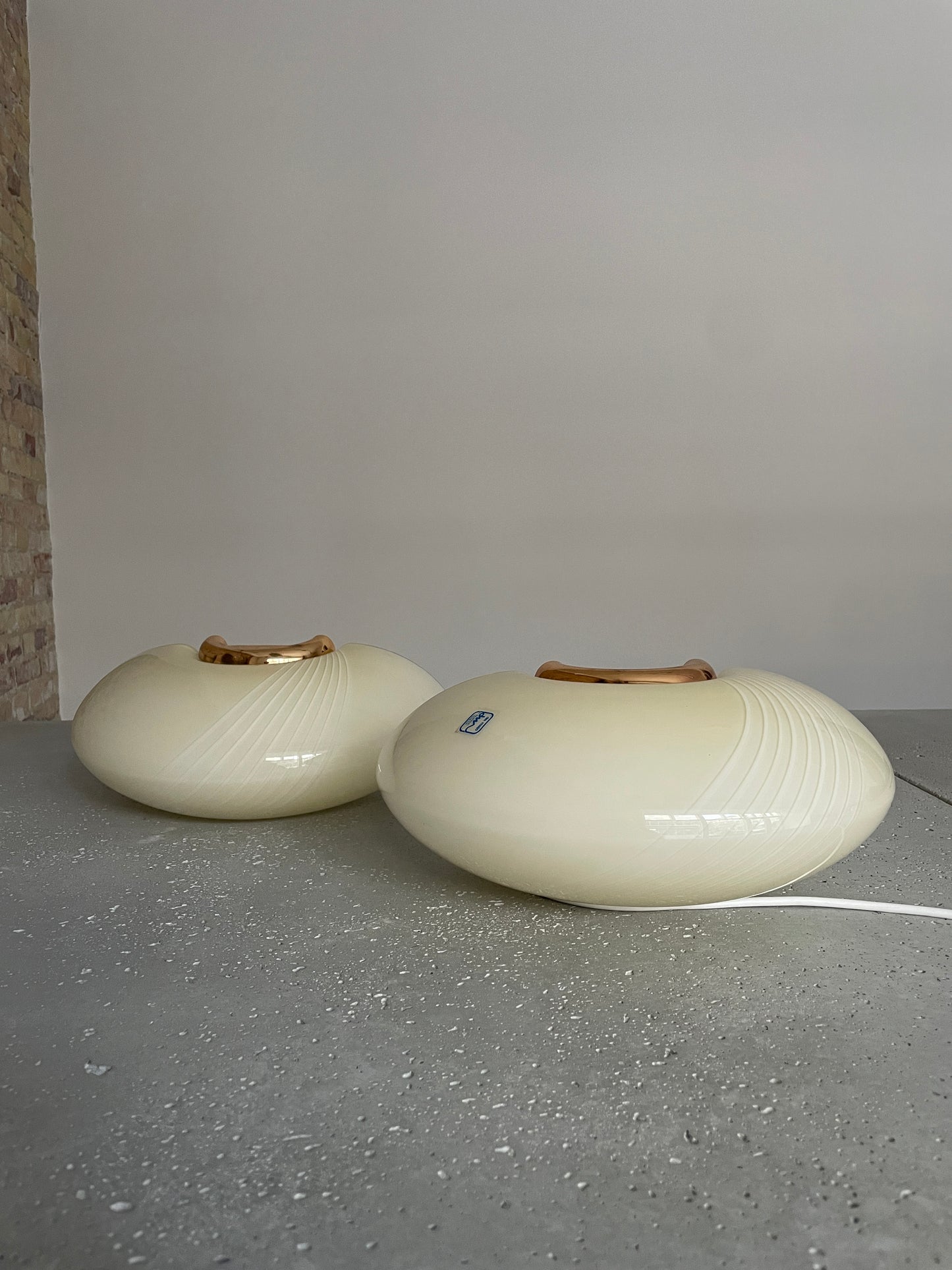 Large cream-colored vintage Murano wall lamps (one set)