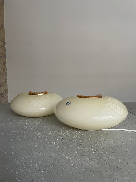 Large cream-colored vintage Murano wall lamps (one set)