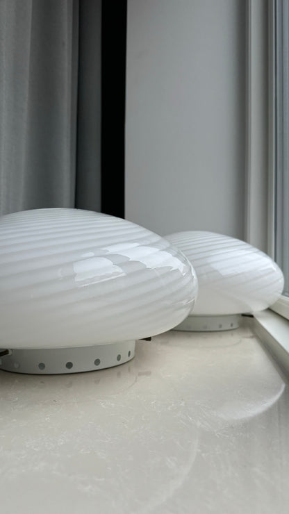 Vintage Murano ceiling lamp with white classic swirl, 38 cm