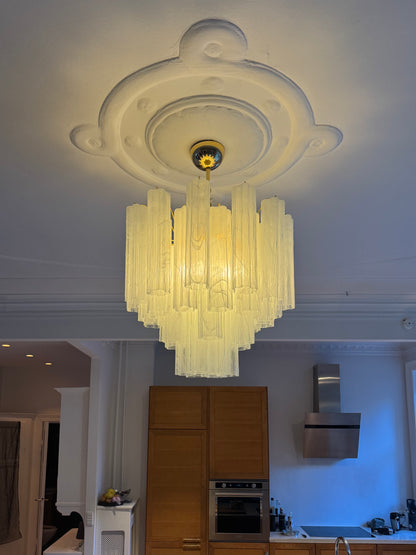 Murano lysekrone | Tuber | 36 glas | Hvid alabaster