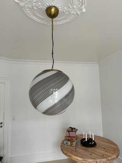 Mega Vintage Murano pendant lamp with brown swirl, 45 cm