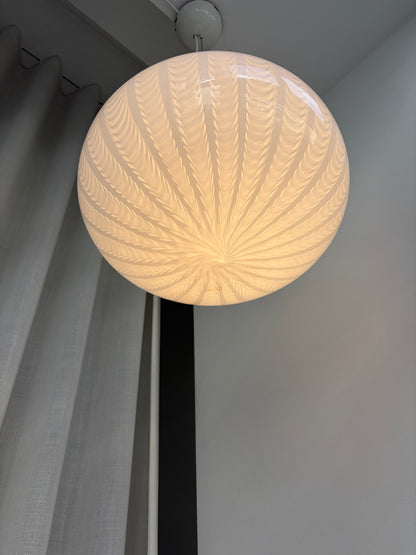 Large white vintage Murano peacock pendant light, 42 cm