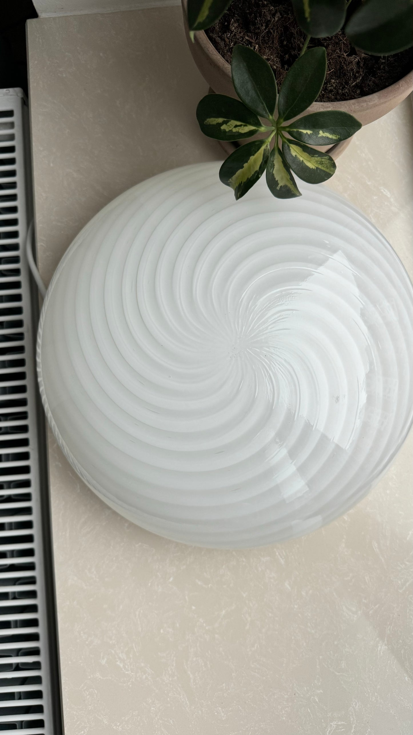 Murano plafond  i klassisk hvid swirl, 30 cm