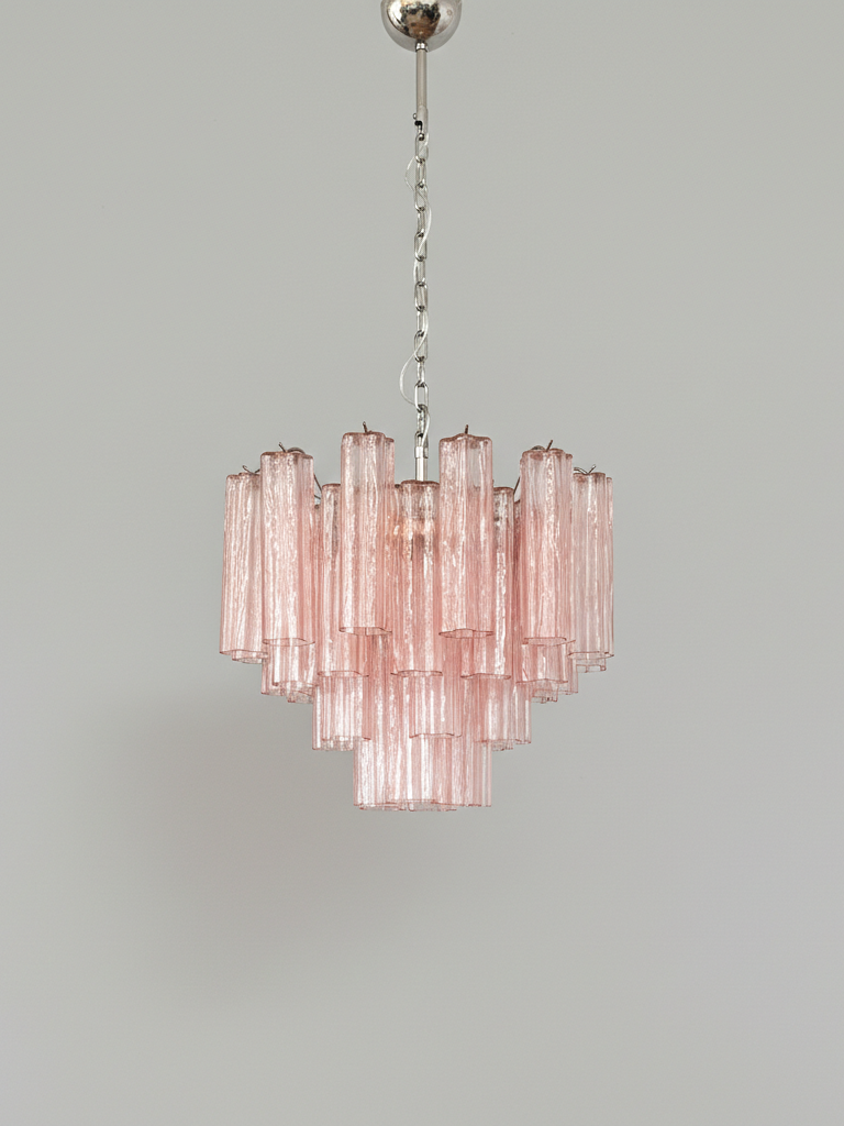 Murano lysekrone | Tuber | 36 glas | Lyserød/rosa