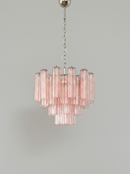 Murano lysekrone | Tuber | 36 glas | Lyserød/rosa