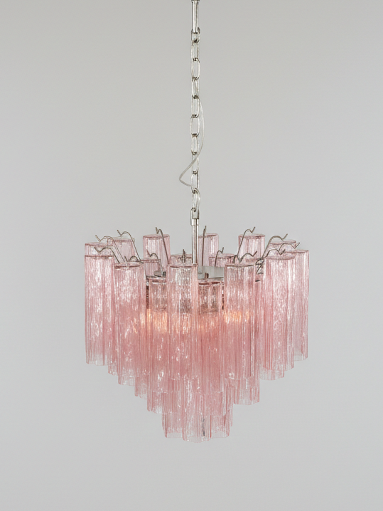 Murano lysekrone | Tuber | 36 glas | Lyserød/rosa