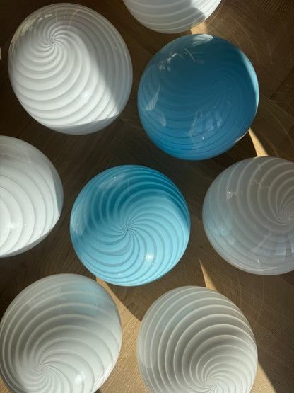 White vintage Murano ceiling lamp with peacock swirl, 36 cm