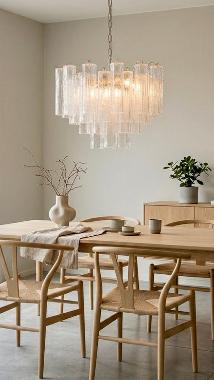 Murano lysekrone | Tuber | 36 glas | Klart glas