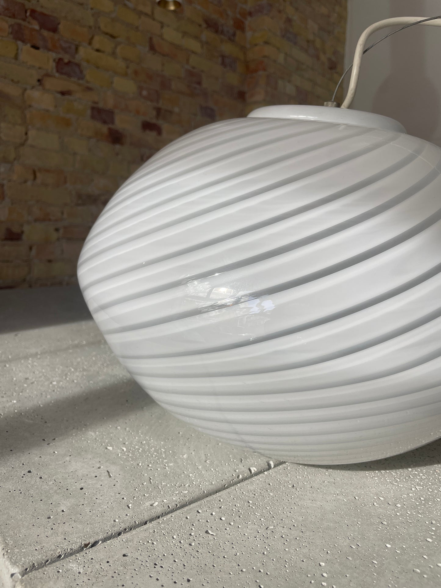 Hvid vintage Murano pendel, 40 cm